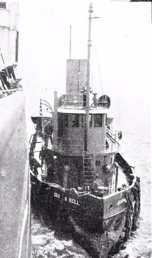 CGS Graham Bell, next to the freighter Pennyworth, the first freighter to visit Churchill's new Port facilities, in 1933.jpg