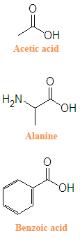 File:Carboxylic acids acetic acid, alanine and benzoic acid.png