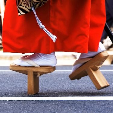 Tengu-geta shoes may be worn in traditional festivals. Photo © by Sonny Santos, used by permission.