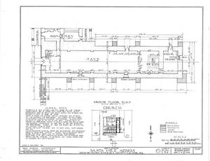 (PD) Drawing: U.S. Historic American Buildings Survey A floor plan drawing of Mission Santa Inés as prepared by the U.S. Historic American Buildings Survey in 1937.