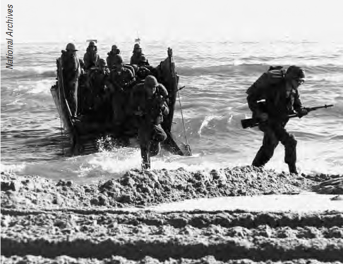 US Marines wading ashore in Da Nang, Central Vietnam, on 1965 Apr 30, exactly 10 years before the fall of Saigon on 1975 Apr 30.