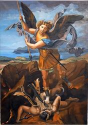 (PD) Painting: Raphael The Archangel Saint Michael, patron of holy souls, vanquishing Satan.