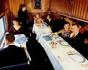 (PD) Photo: Atchison, Topeka and Santa Fe Railway The "Turquoise Room" was a private dining area on the Santa Fe's Super Chief which could be reserved by passengers for special occasions.
