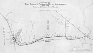 (PD) Drawing: San Diego and Arizona Railway Lines of the San Diego and Arizona Railway in California, and the Tijuana and Tecate Railway in Mexico.