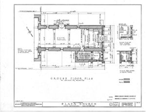(PD) Drawing: Historic American Buildings Survey A partial floor plan drawing of the Los Angeles Plaza Church as prepared by the Historic American Buildings Survey in 1937.