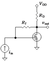 MOSFET transresistance feedback amplifier.