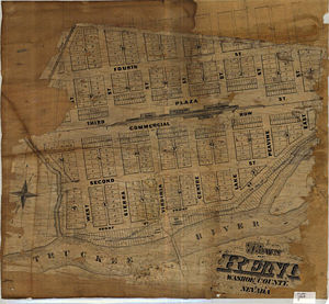 ~ First Map of Reno, April 1868 ~ J.R. Scupham & J.M. Graham, Central Pacific Railroad