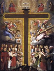 (PD) Painting: Cuzco School (Escuela Cuzqueña) The exaltation of the Holy Cross.