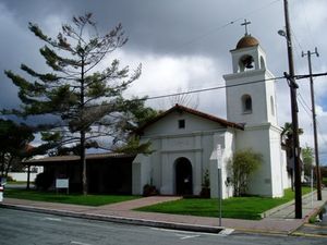 (CC) Photo: Robert A. Estremo An exterior view of the reconstructed half-size Mission Santa Cruz chapel in December, 2004.
