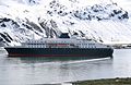 A small cruise ship visiting Grytviken