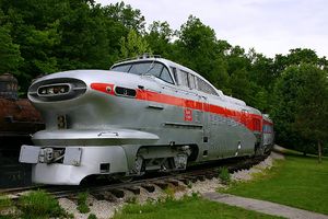 (CC) Photo: Nate Beal Preserved Aerotrain locomotive No. 3 and two passenger cars on display at the Museum of Transportation in St. Louis, Missouri in May 2006.