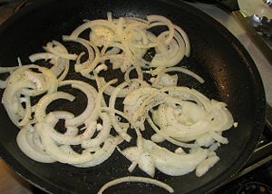 Beginning to cook the onions