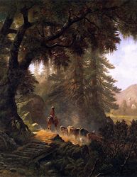 (PD) Painting: Edwin Deakin A cattle drive near the Mission Santa Cruz in 1876.