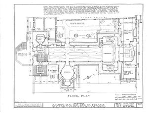 (PD) Drawing: Historic American Buildings Survey A floor plan drawing of the Mission San Luís Rey de Francia complex as prepared by the U.S. Historic American Buildings Survey in 1937.