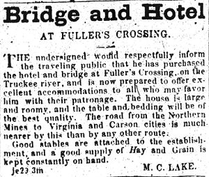 ~ Beginning of Lake's Crossing ~ Va. City Territorial Enterprise July 20, 1861, p.3 (NHS)