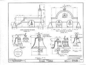 (PD) Drawing: Historic American Buildings Survey A detail drawing of the bells at the Los Angeles Plaza Church as prepared by the Historic American Buildings Survey in 1937.