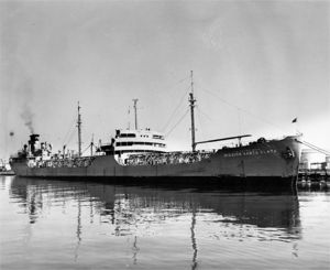 (PD) Photo: United States Navy USNS Mission Santa Clara (T-AO-132) underway in the Long Beach, California area, date unknown.
