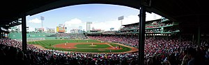 Fenway Park from Grandstand above visitor's dugout.jpg