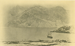 Hudson Bay Trading Post, Nachvak Fjord, Labrador, 1896. Also shown is the 3-masted steamer S.S. Erik, later sunk by a German U-Boat in 1918 in the Gulf of St. Lawrence ckmons781i531.png