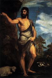 (PD) Painting: Titian Saint John the Baptist in the desert.