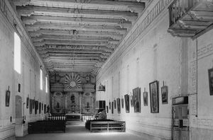 (PD) Photo: Roger Sturtevant / Historic American Buildings Survey Mission San Miguel Arcángel chapel interior, 1934.
