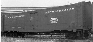 (CC) Photo: J.S. Sand / TrainWeb.com Railway Express Agency refrigerator car #6687, a converted WWII Troop Sleeper.