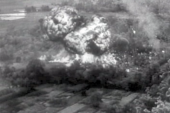 French napalm bomb exploded over Vietminh force. 1953 December. This image during the (French) First Indochina War, conjuring up the destruction of the napalm on the human flesh,Template:Sfn[lower-alpha 34] portended what was to come more than ten years later during the (American) Second Indochina War.