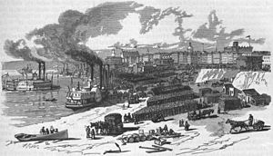 1879 illustration of Memphis, showing the city's cotton industry
