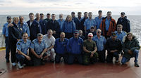 Crew of the CCG Sir William Alexander, arriving home from New Orleans