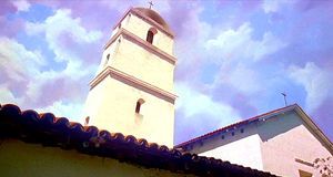 © Photo: Paramount Pictures Special effects experts at Paramount Pictures added a composite matte painting to create the impression of a domed bell tower at Mission San Juan Bautista. Interior scenes in the non-existent structure were filmed on a Hollywood sound stage.