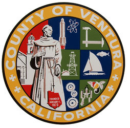 © Image: County of Ventura, California The official seal of the County of Ventura in part reflects the county's historical ties to the mission from whence it got its name.