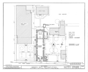 (PD) Drawing: U.S. Historic American Buildings Survey A plot plan of Mission San San Buenaventura as prepared by the Historic American Buildings Survey in 1937.
