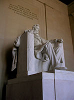 Statue of Lincoln in the Lincoln Memorial.