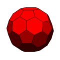 truncated icosahedron: 20 hexagon + 12 pentagon faces 60 vertices, 90 edges