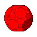 truncated icosidodecahedron (or great rhombicosidodecahedron): 30 square + 20 hexagon + 12 decagon faces 120 vertices, 180 edges