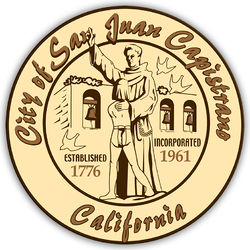 © Image: City of San Juan Capistrano, California The official seal of the City of San Juan Capistrano reflects the town's historical ties to the mission from whence it got its name.