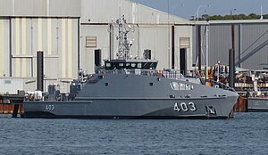 HMPNGS Francis Agwi at Austal shipyards in Henderson, Western Australia, October 2021 08.jpg