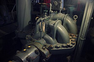 One of four two-stage centrifugal DeLaval Marine Fire Pumps on Fireboat Firefighter.jpg