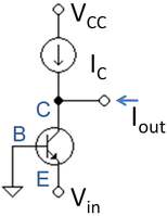 Bipolar transistor with base grounded and signal applied to emitter.