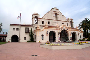 (CC) Photo: Robert A. Estremo The San Gabriel Mission Playhouse, modeled after the Mission San Antonio de Padua.