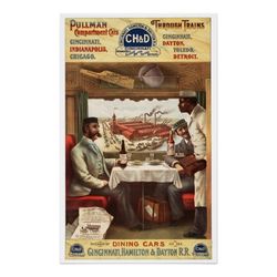 (PD) Image: Cincinnati, Hamilton and Dayton Railroad An 1894 print advertisement for Pullman dining car service on the Cincinnati, Hamilton and Dayton Railroad.