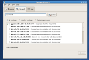 CentOS 5.4 screenshot Add pgAdmin III.png