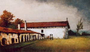 (PD) Painting: Will Sparks Mission San Miguel Arcángel, between 1933 and 1937.