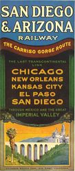 (PD) Photo: Unknown A 1920 timetable cover for the San Diego and Arizona Railway reflects the railroad's eastern interchange with the Southern Pacific.