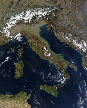 Image of Italy from a satellite.